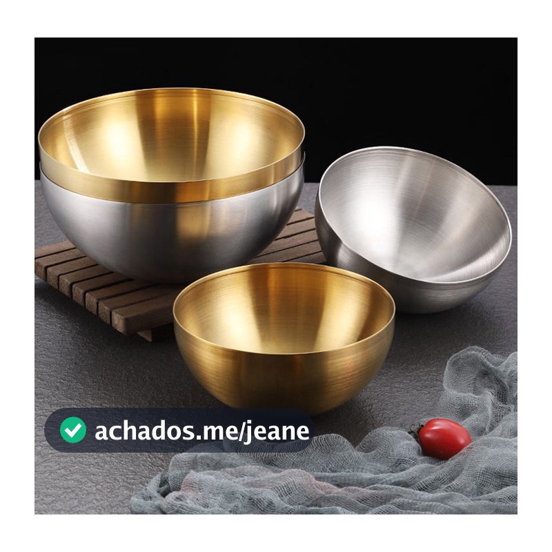 Tigela Bowl Aço Inox Dourado ou Prata - 15cm ou 20cm - Bacia Multiuso Cozinha