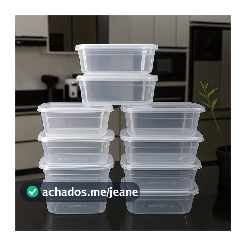 Kit Potes Marmita Fitness 500ml Bpa Free Reutilizável Transparentes Freezer Microondas Organizado