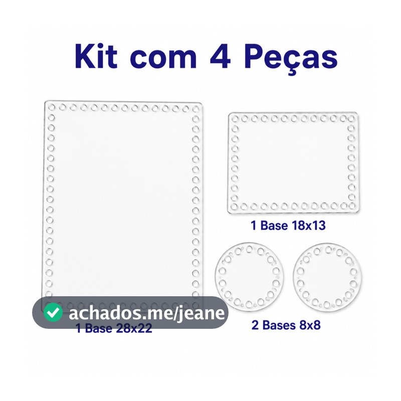 Kit 4 Bases Para Crochê Acrílico Transparente 2mm Kit Higiene Artesanato