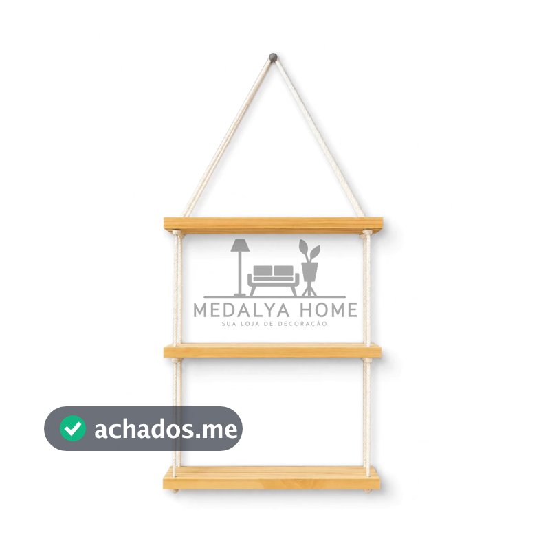 Prateleira de madeira suspensa 3 andares nicho de parede com corda rustica cordão de algodão quarto tendencia