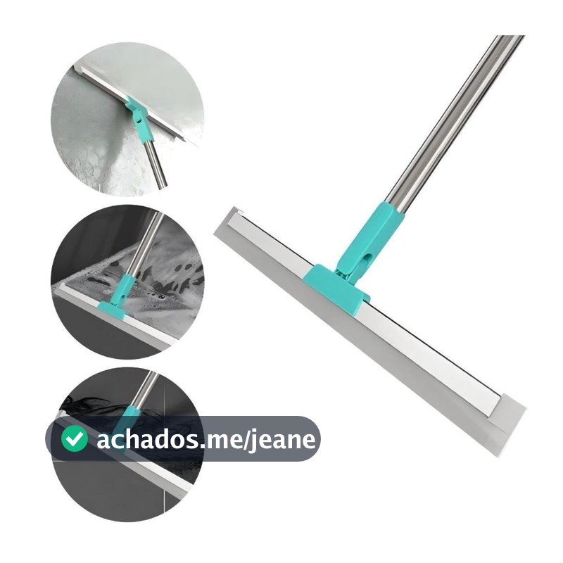 Rodo de Silicone Cabo 100CM/140CM Para Limpeza de Piso Vidros Com Gancho Secos e Molhados Uso Duplo Vassoura Mágica