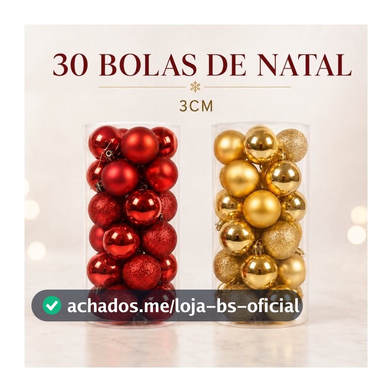 Bolas de Natal Pequenas 3cm Vermelho e Dourado - Enfeites Natalinos
