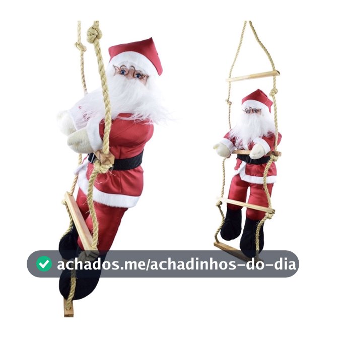 Papai Noel Subindo a Escada Boneco Papai Noel Enfeite Natal 90cm