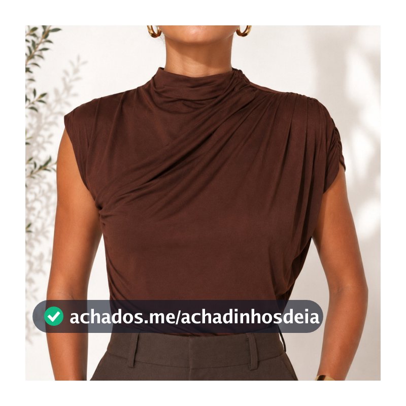 Blusa Feminina Elegante Gola Alta Sem Manga Balada Casual Chique Minimalista Confortavel Soltinha Moda Blogueira