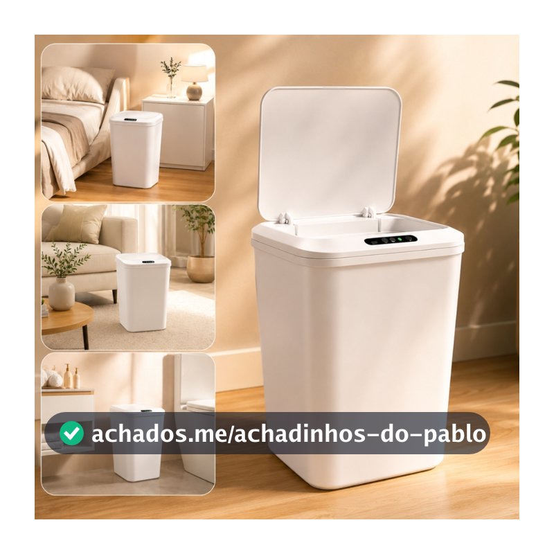 Lixeira Sensor Automática 16L Inteligente Recarregável Moderna Usb Anti Odor Cozinha Banheiro Escritório