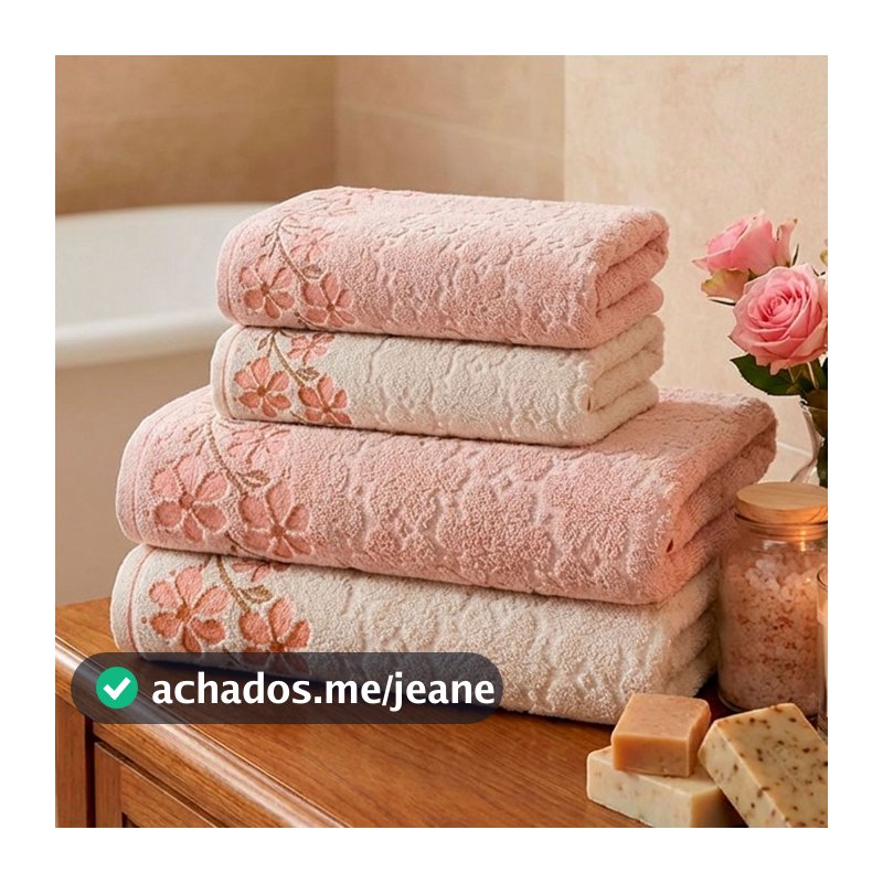 Jogo de Toalhas 4 Peças Dohler 100% Algodão Jacquard Alta Gramatura 440g/m² Ótima Absorção Eva