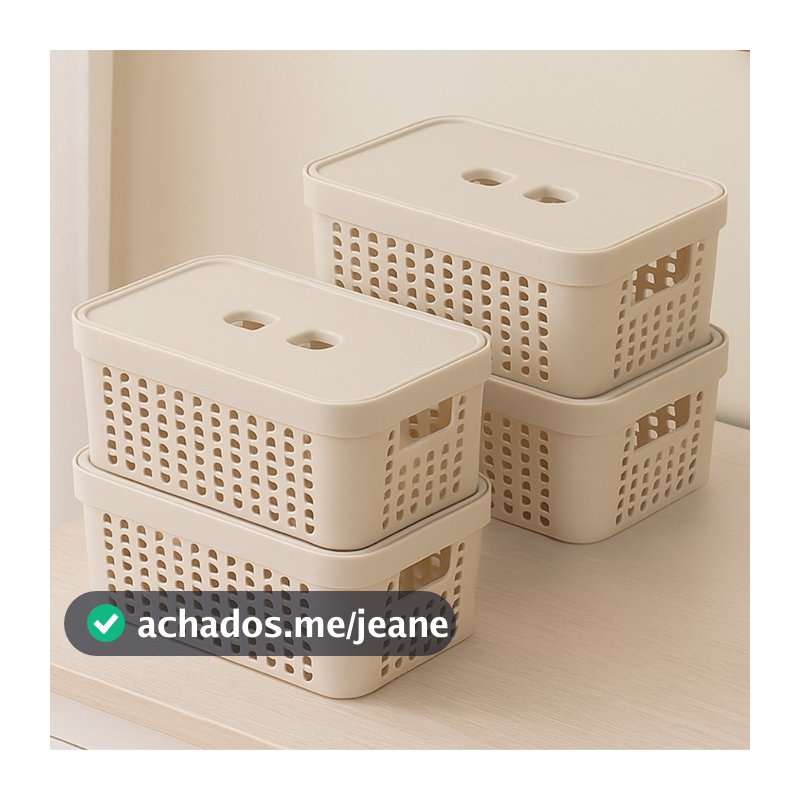 Kit Caixas Organizadoras com Tampa 2 Litros 18,5 x13,5 x 9,5 Multiuso Cesto Organizador Multiuso