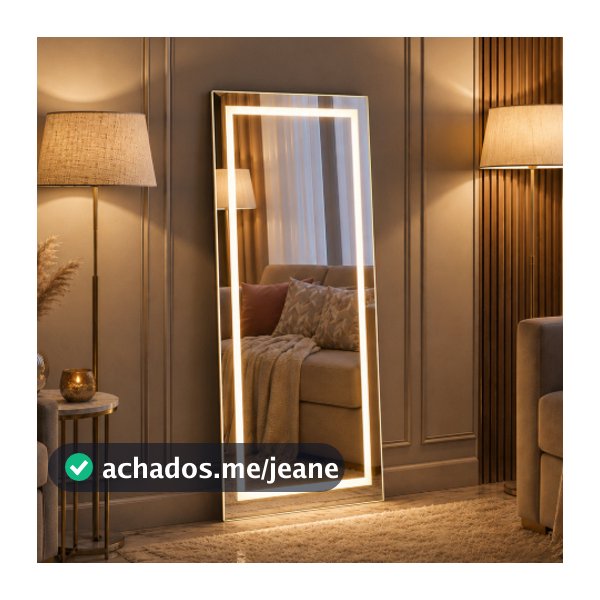 Espelho LED Retangular 120x70 Decorativo Camarim 3 Tons Luz Premium Para Quarto Penteadeira Salão