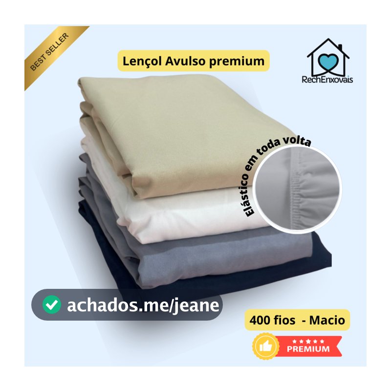 Lençol Com Elástico Avulso 400 Fios Micropercal Poliéster Liso Macio Premium