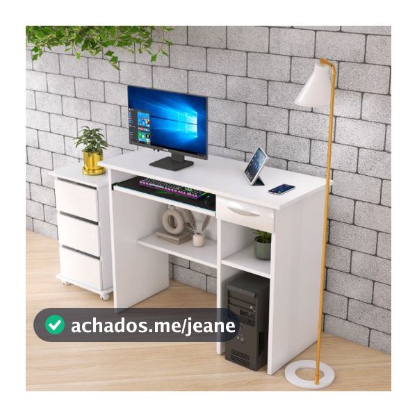 Escrivaninha Para Pc 90cm Com Suporte De Teclado E Gaveta