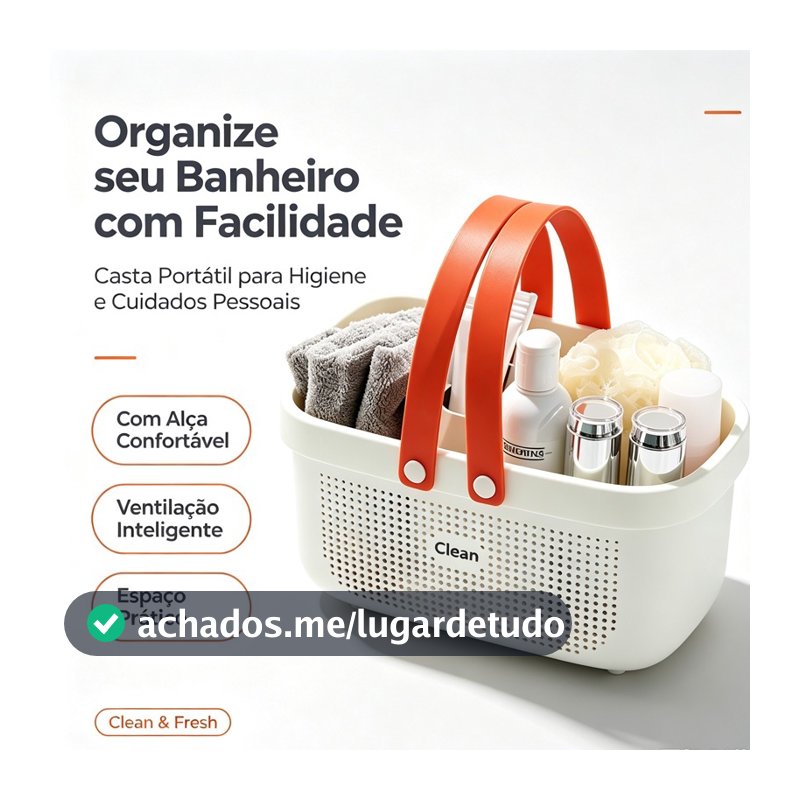 Cesta de Banheiro Portátil Cesto Organizador Plástico com Furos para Drenagem de Água
