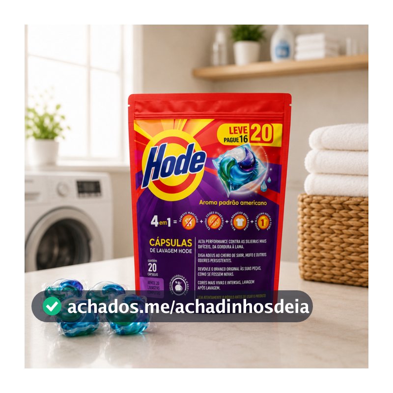 Sabão Cápsula Hode 353g Lava Roupas 4 em 1 Em Cápsula Amaciante Perfume Delicado Suave Detergente