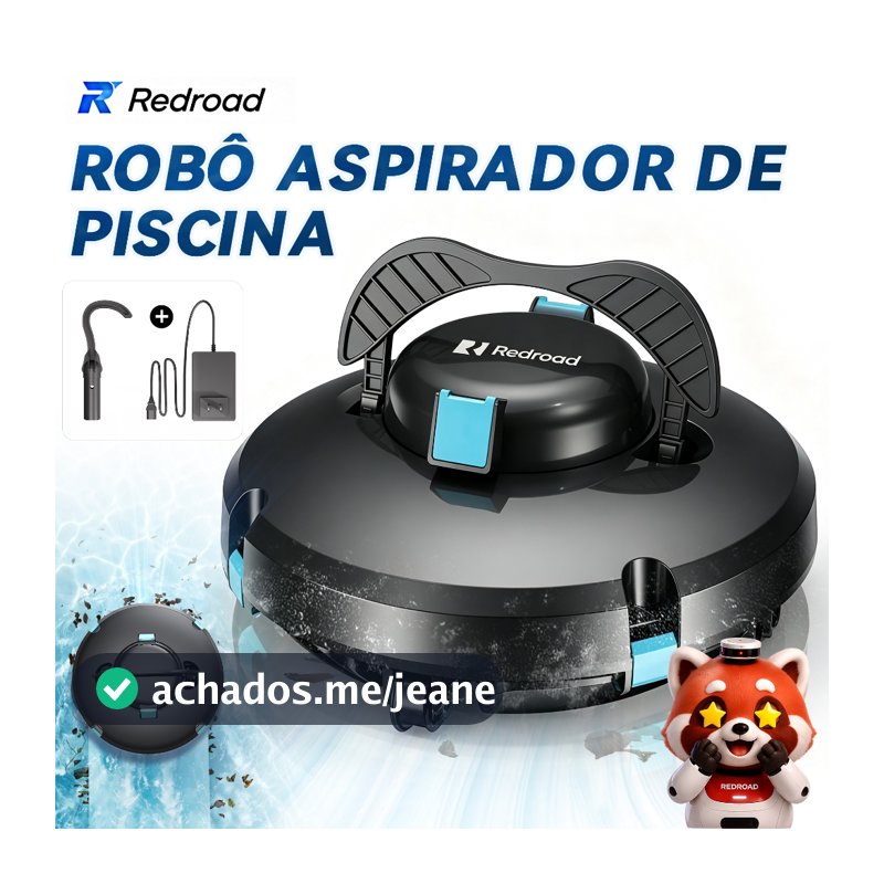 Aspirador de Piscina sem Fio Inteligente 150Min  Limpeza Automática Piscinas Até 120m² Redroad S1