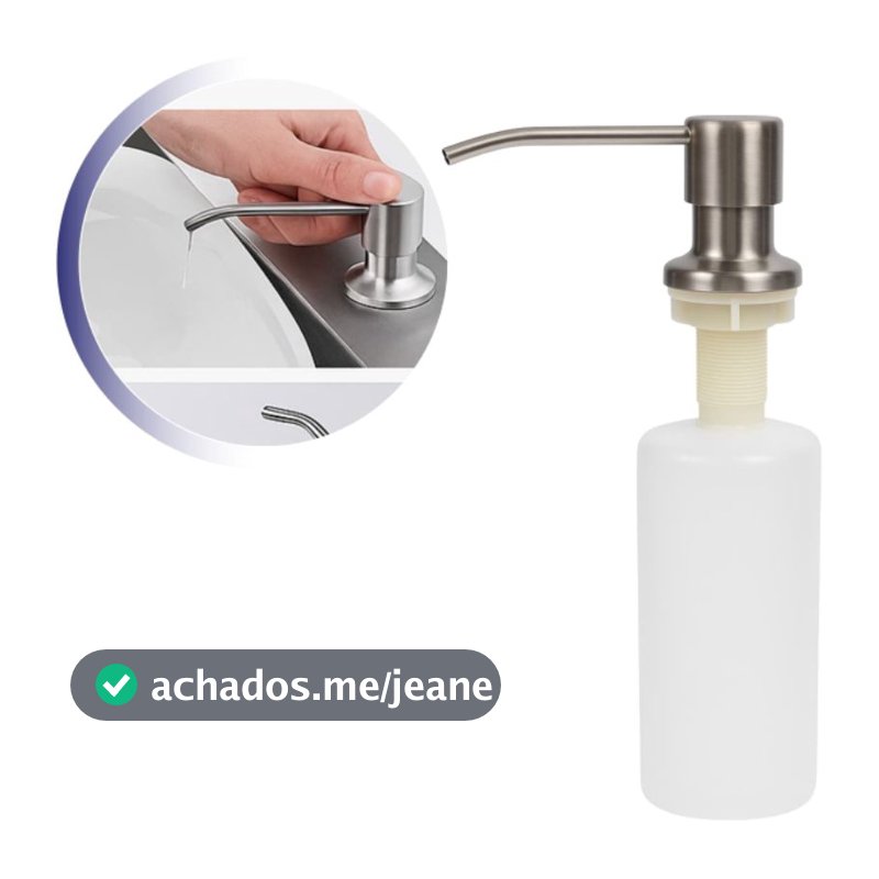 Dispenser de detergente Embutido em Aço Inox Escovado Saboneteira para Embutir na Pia
