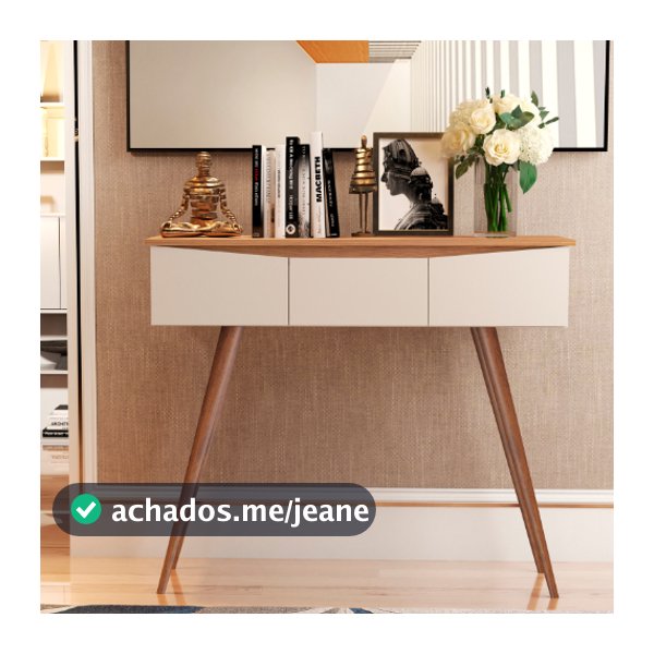 Aparador Paris Retro Com 3 Gavetas e Pés Palitos Para Sala Hall de Entrada - JM3 Móveis