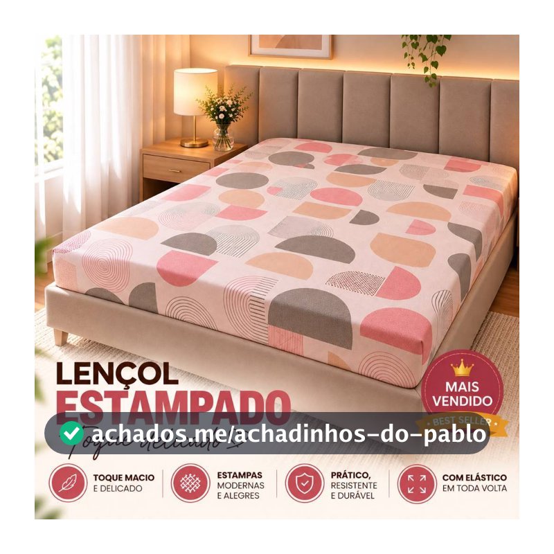 Lençol Estampado Avulso Toque Delicado Com Elástico Em Toda Volta