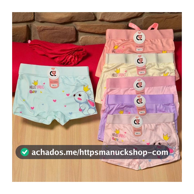 Kit com 02/05/10 Calcinha Importada Shortinho Infantil Estampado Menina 02 a 10 Anos Voltas as Aulas