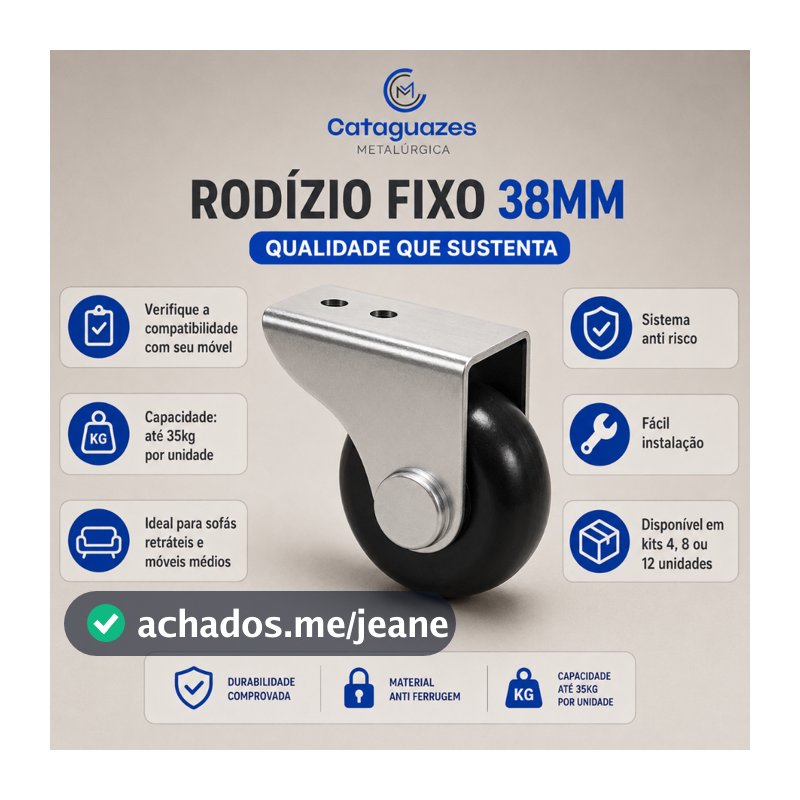 Kit Rodinha para Móveis Rodízio 38mm para Sofá Retrátil Mesas e Cadeiras 4, 8 ou 12un