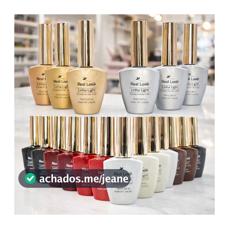 Kit 20 Esmaltes em Gel Real Love Tons Branco Renda, Marrom Vermelhos Dourados Prata