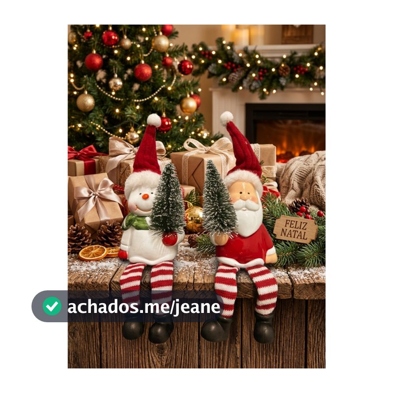 Kit Enfeites De Natal , Boneco de Neve, Papai Noel Ceramica e Tricô.