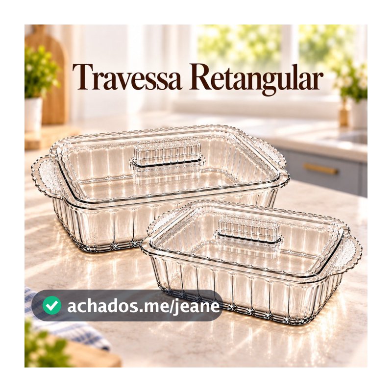 Travessa Retangular Transparente Com Tampa Para Servir E Organizar P E M