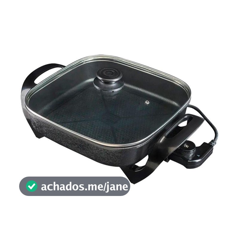 Panela Elétrica Mangiare Agratto 30cm 4,6L Quadrada 1500W Preta APEQO