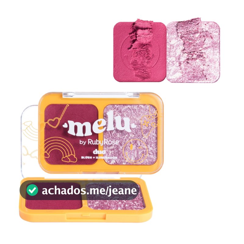 Paleta Duo De Blush Aveludado Matte E Iluminador Marmorizado Cremoso Melu Ruby Rose