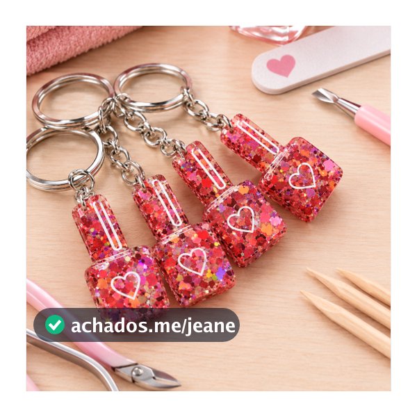 Kit Chaveiro Mini Esmalte em Resina – Lembrancinha para Manicure e Mimo para Clientes – 10, 20, 30 ou 40 Unidades