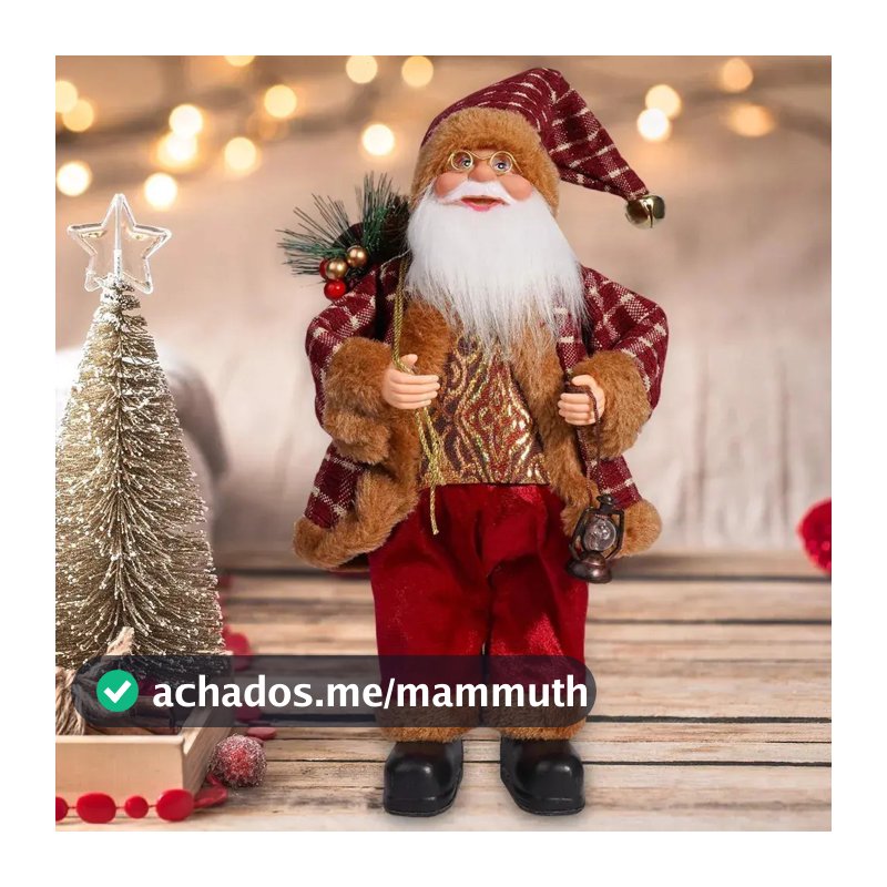 Boneco Papai Noel Vermelho Em Pé 32Cm Enfeite Adorno Elegante Luxo Decoração De Natal