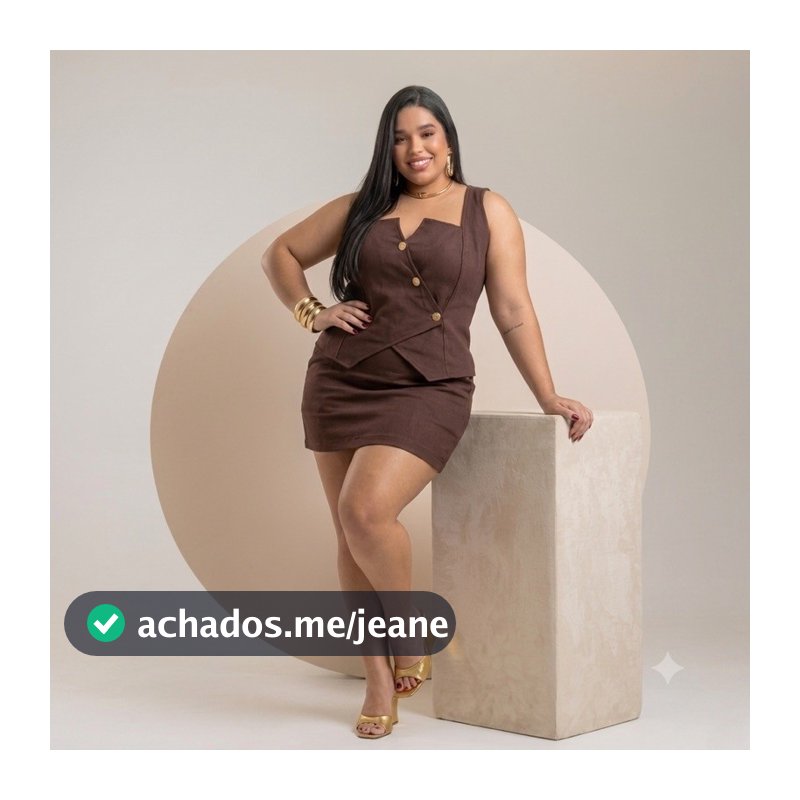 Conjunto Feminino Colete Invertido e Short Saia G2 Crepe Premium Casual Plus Size
