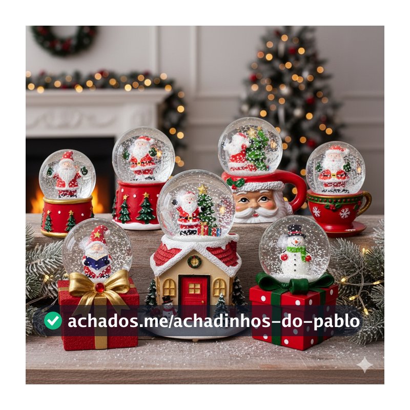 Globo de Neve de Natal Papai Noel - Decoração de Natal Festiva - Enfeite de Natal