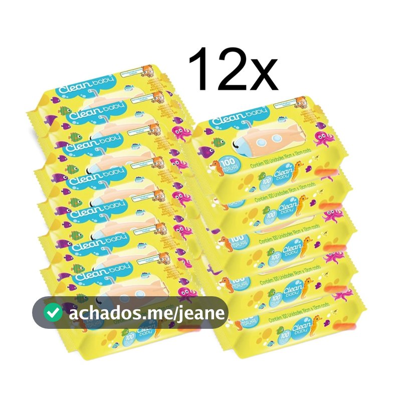Kit Toalha Umedecida Clean Baby C/100 Cada | Limpeza Suave e Hidratante | Validade 2027