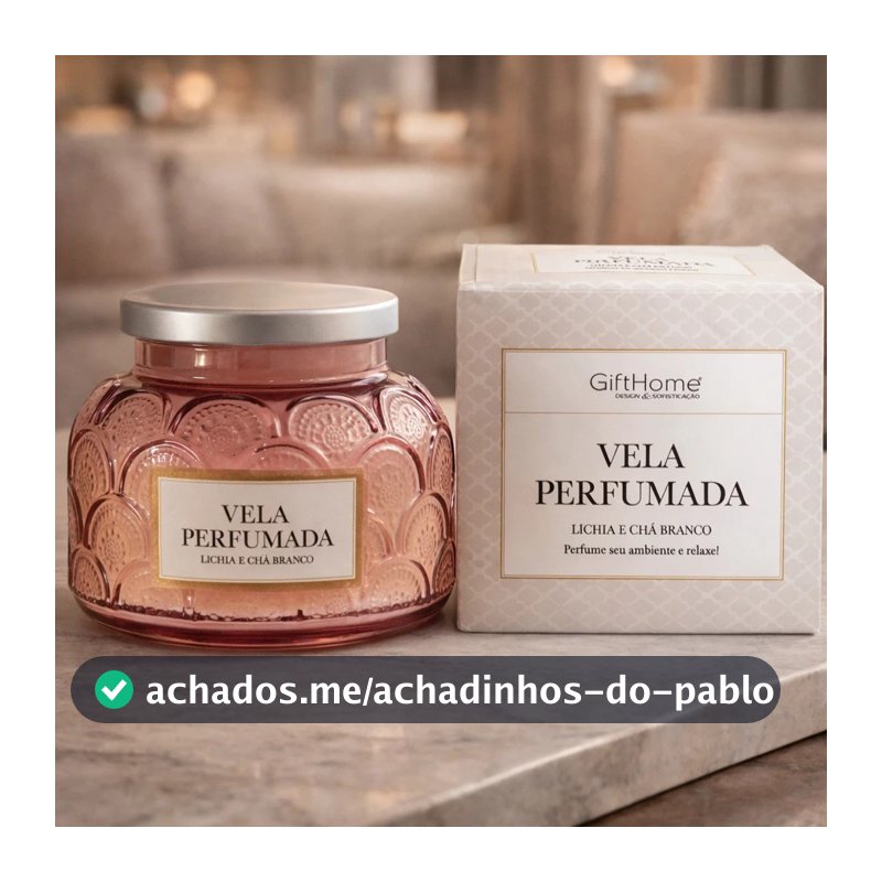Vela Perfumada Lichia E Chá Branco 415g Vidro Decorativo Presente Aromático