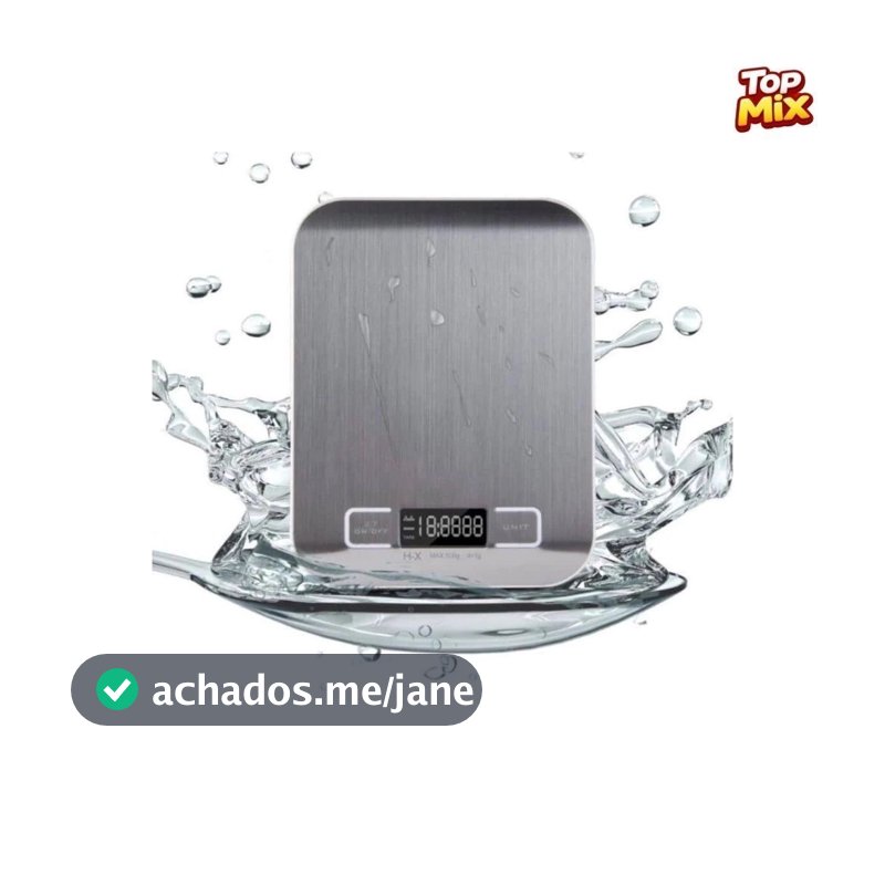 Balança de Cozinha Digital 10kg em Inox Alta Precisão 1g Dieta Fit com Tara LCD Pilhas Inclusas