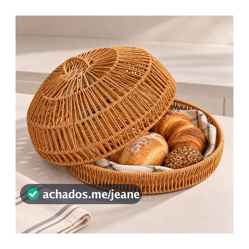 Cesto Organizador com Tampa Multiuso Decorativo para Pães Bolos e Frutas