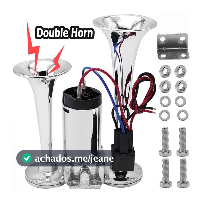 Buzina Eletrônica Super Alto 600dB Dupla 12V Para Carro Moto Caminhão SUV Barco Universal