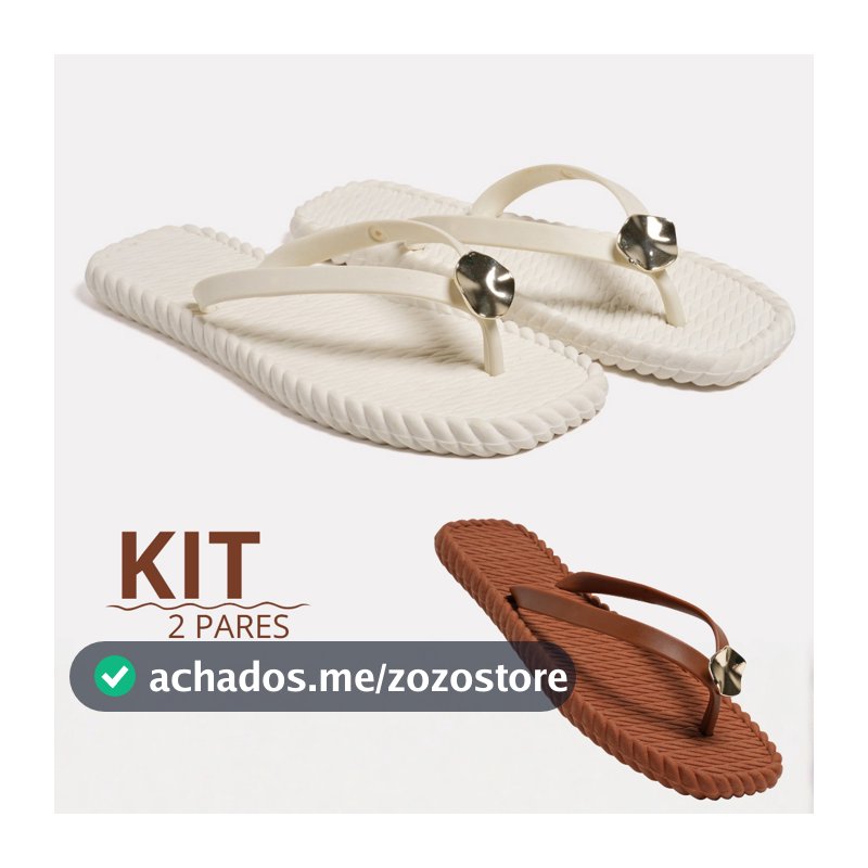 Combo 1 e 2 Pares Chinelo Feminino Trança Dia a Dia