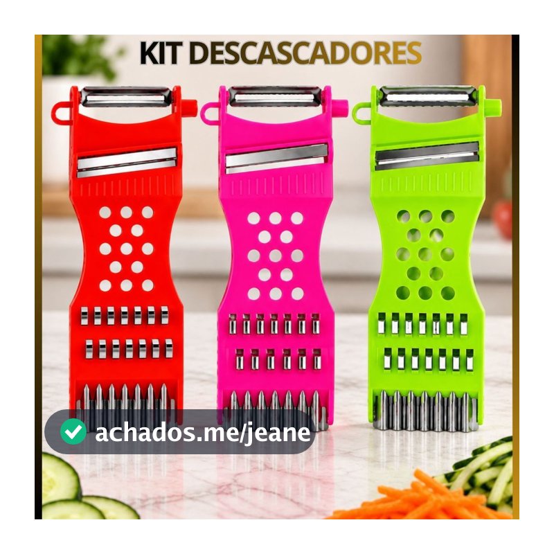 KIT DESCASCADOR, FATIADOR RALADOR  CORTADOR MULTIFUNCIONAL CORES SORTIDAS PARA SUA CASA