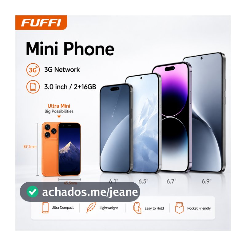 Mini Smartphone Android 3.0 , 2GB RAM , 16GB , ROM , SIM Duplo , 3G , Wi-Fi , Bluetooth , Desbloqueio Facial , Portátil