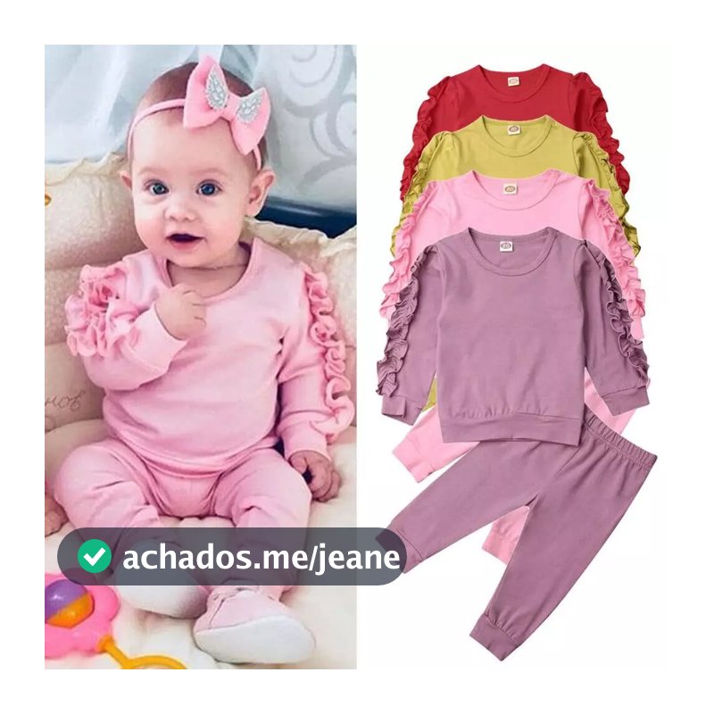 Conjunto bebê babado meia estação