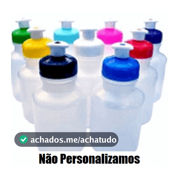 GARRAFA SQUEEZE 300ML TAMPA COLORIDA KIT COM 10 (SEM ADESIVO/MAIS DE DUAS CORES OPÇÃO SORTIDA)