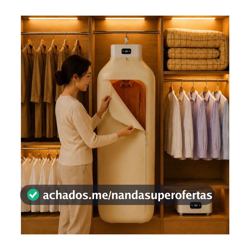 Secador Roupas Portátil Elétrico 600W/800W Dobrável Timer Digital Touch  Secagem Rápida