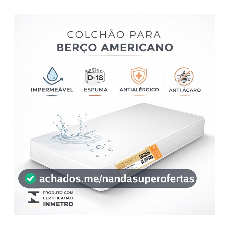 Colchão De Berço Impermeável 130x70 Modelo Americano