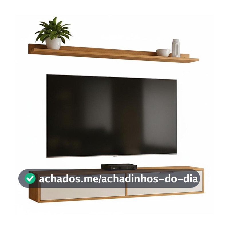 Rack Tv 75 Pol. Suspenso 180cm 2 Portas Lila Branco/Cinamomo Z49 - Mpozenato