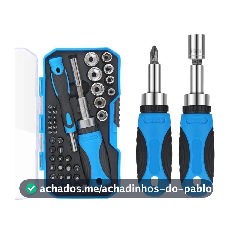 Jogo Chave Fenda Catracada Bits Soquetes Sextavado Kit 44 Pç