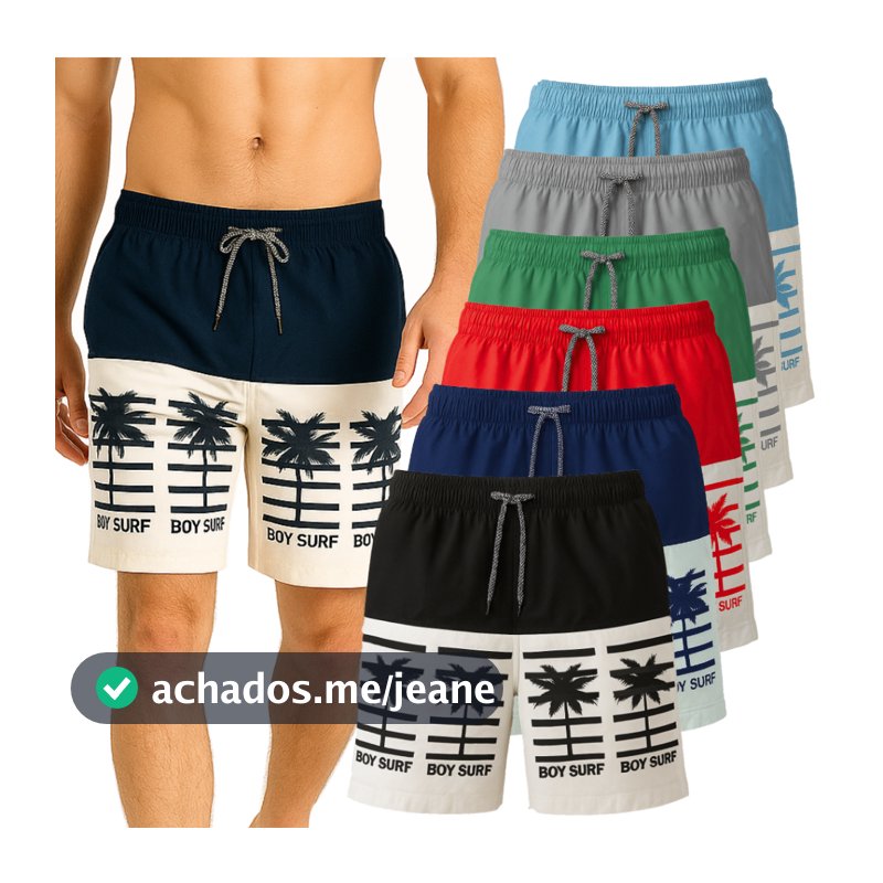 Shorts Masculino Bermuda Praia Tactel Mauricinho Verão P M G GG EXG listrada 1
