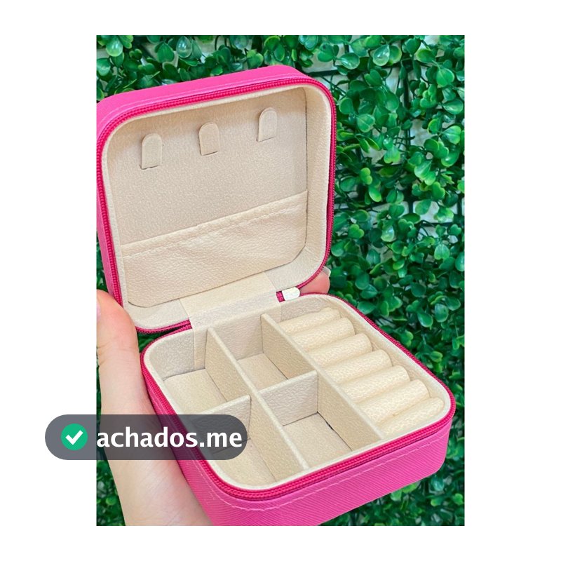Porta Joias Organizador Feminino Compacto com Zíper Diversas Cores Viagem