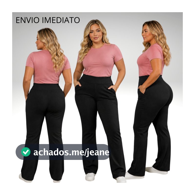 Calça Feminina Malha Bolso Cintura Alta Tradicional Para Trabalho Passseio Dia a Dia Gestante
