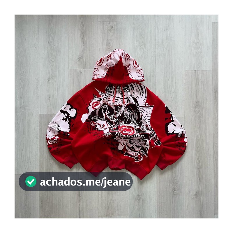 Y2K Ecko Crânio Impressão Hoodie Masculino Feminino Streetwear Punk Oversize Preto Moletom Escuro Artístico Casual Pulôv