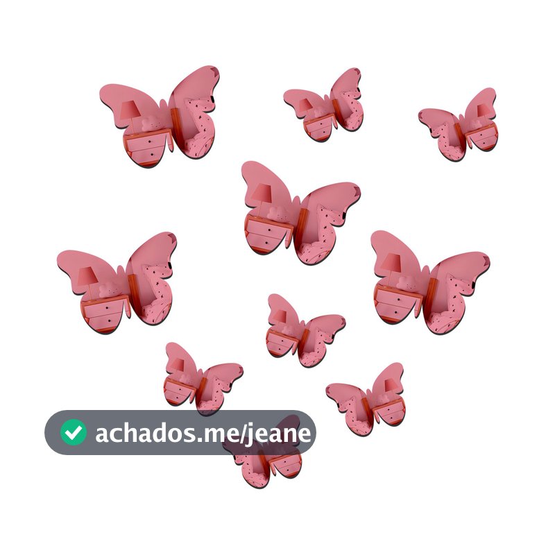 Kit 20 Borboletas Decorativas Acrílico Espelhado Moldura Rose Gold